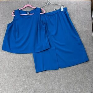 Koret Dress Petite Womens 18WP Blue 2 Piece Skirt and Tank Top Set